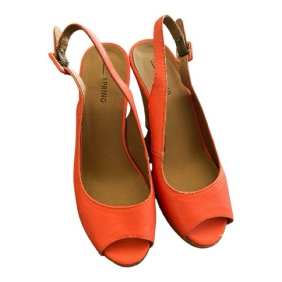 Pink Peep-Toe Slingback Heels size 7 - Picture 1 of 7